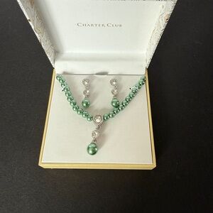 Charter Club Emerald Green Pearl Necklace Set